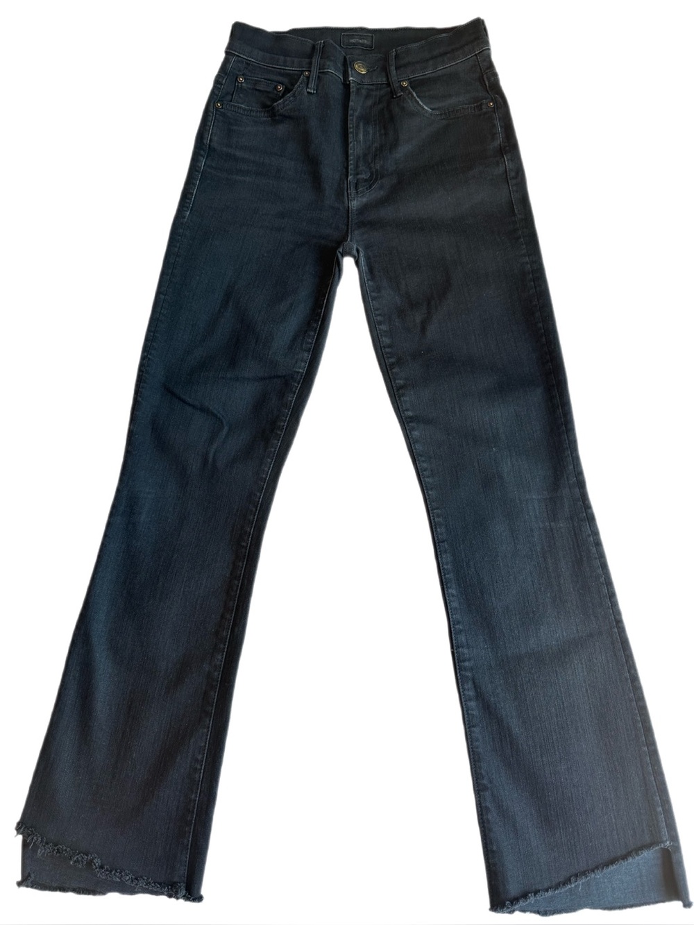 MOTHER The Insider Crop Step Fray Jeans Not Guilty Washed Black Size 25